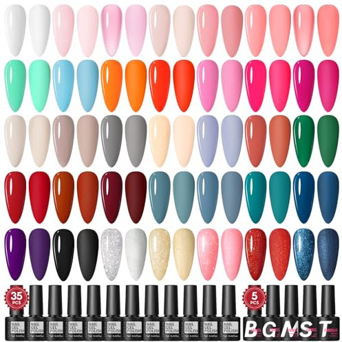 COSCELIA 40pz UV Nagellack Set, 35 Farben Gel Nagellack mit 5PCS Base und Top Coat für Nagelstudio und DIY Home Gelnägel Starterset
