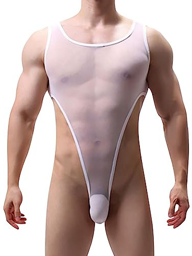 RUMAOZIA Body transparent ouvert pour homme - String ouvert - Entrejambe ouvert - Lingerie noire - Sous-vêtements sexy - Gilet sans manches - Combinaison en maille - Sans manches - Sous-vêtements