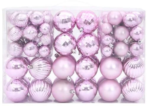 Homgoday Weihnachtskugeln 100 STK. Christbaumkugeln Weihnachtsbaumschmuck Christbaumschmuck Tannenbaum Kugeln Weihnachtsdeko Rosa Ø3/4/6 cm