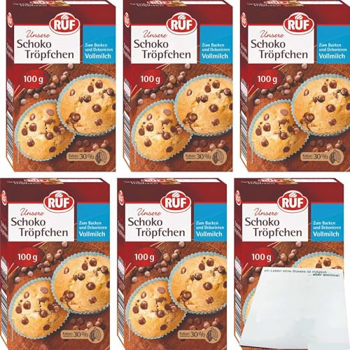 usy Bundle für Ruf Schoko Tröpfchen zum Backen und Dekorieren 6er Pack (6x100g Packung) + usy Block