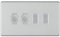 BG Brushed Steel Screwless 4 Gang Switch 2x Trailing Edge LED Dimmer 2x 2 Way