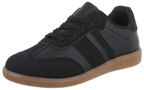 Ital Design Damenschuhe Freizeitschuhe Sneakers Low, PC228-, Kunstleder, Schwarz, Gr. 36