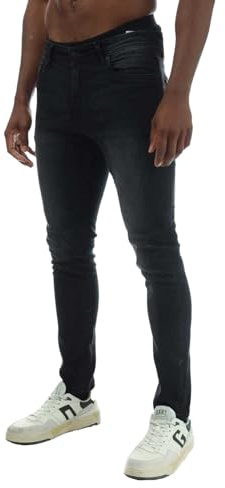 Duck and Cover Mens Overburg Tapered Jeans (36R) (Black)