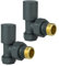Light Grey Manual Round Angled Radiator Valves (RAL 7012)