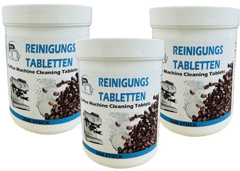 Reinigungstabletten für Kaffeevollautomaten, 3x 200 Stück, Kompatibel mit Delonghi, Siemens, Jura, Krups, Bosch, Miele, Melitta, WMF