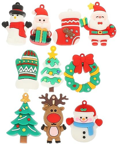 PRETYZOOM 10piezas Adorno Navideño De Silicona Decoración De Escritorio De Navidad Decoración Hermosa De Navidad