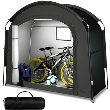 Tienda de campaña para 2 – 3 bicicletas, garaje portátil para bicicletas 200 x 80 x 165 cm, con tejido Oxford 210D PU4000, resistente al agua, portátil, camping, tienda auxiliar para bicicleta, garaje