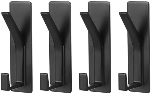 4 Pcs Crochet Porte Manteau Mural Noir, Patere Porte Manteaux, Patères Patere Murale, Patère Murale pour Maison Salle de Bain Cuisine Chambre Vêtements Serviettes Sacs Clés - Noir