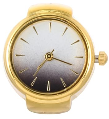 VILLCASE Modische Ringuhr Quarz Fingeruhr in Gold Elastischer Fingerring aus Zinklegierung Geeignet für Geburtstag und Abschlussfeier