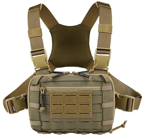 VOTAGOO Taktische Brusttasche, 2L Kapazität, Molle Chest Rig, Brust Pack EDC mit CCW Fach, Verstellbarer Gurt für Outdoor-Aktivitäten