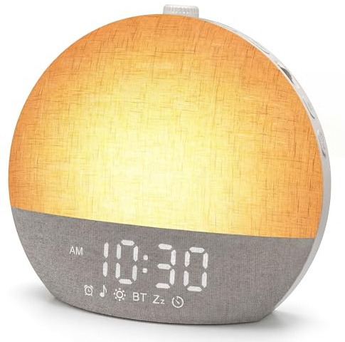 Sunrise Alarm Clock with Wake Up Light,White Noise Machine with 30 Soothing Sounds,Dimmer Digital Alarm Clock Bedside Night Light 17 Colors,20 Brightness Levels,Sleep Timer for Bedroom Bedside