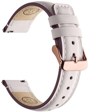 Uhrenarmband 18mm mit Schnellverschluss für Garmin Venu 3S 2S/Vivoactive 4S | Classic Retro Echt Leder Armband für Garmin vivoactive 3S/Venu 4 41mm,Weiß + Roségoldene Schnalle