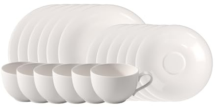 like. by Villeroy & Boch - Essential Kaffee-Service 18-teilig, Weiß, Spülmaschinenfest & Mikrowellensicher, Klare Form für stilvolle Kaffeemomente, Premium Porzellan