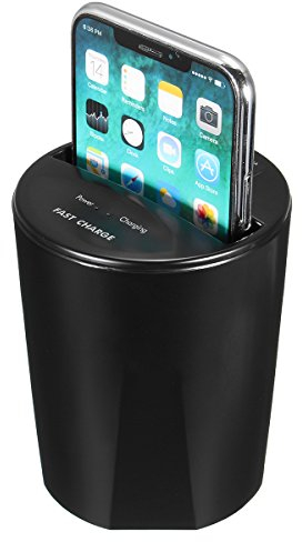 C-FUNN 10W Fast Qi Wireless Charger Car Cup Holder USB Output for iPhone X 8 S8