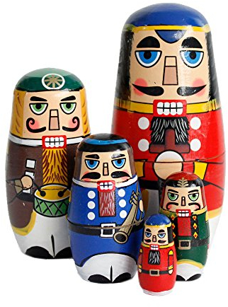FunnyGoo Poupée de Nidification en Bois à la Main coloré Russe poupée Kits Noël Cadeau de Noël décoration (Soldat Casse-Noisette)