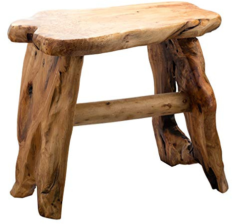 TJ Global Natural Edge Cedar Wood Tree Stump Indoor/Outdoor Stool, Garden Bench, Night Stand, End Table, Plant Stand - L20 x W11 x H17