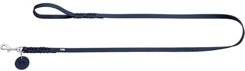 HUNTER Hundeführleine SOLID EDUCATION, Farbe: dunkelblau, Leder, geflochten, robust, weich, Handschlaufe, Größe 11/200
