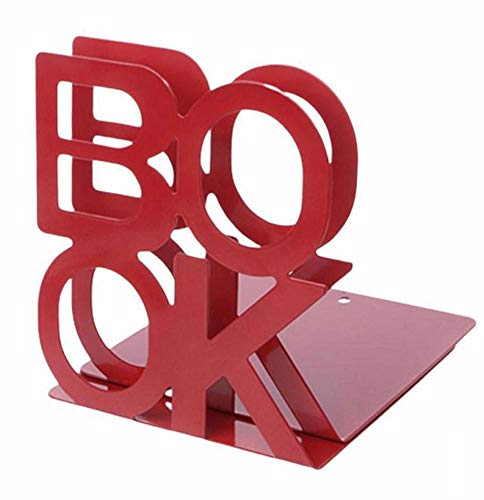 Buchstützen aus Metall, strapazierfähig, L-förmig, Buchstabe, rutschfeste Buchstützen für Regale, 1 Paar für Büro, Rot