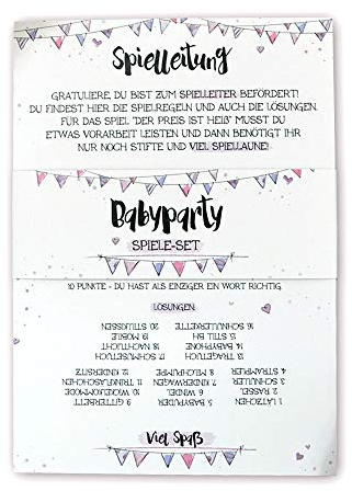 Feenstaub Babyshower Babyparty kleines Spiele-Set Partyspiele 30 Karten für Deine Babyshower, Baby Party für 10 Gäste, Ratespiel, Karten zum Ausfüllen, Spiele für Baby-Party