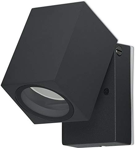 LED Außen-Wandleuchte IP44 Anthrazit eckig schwenkbar 5 Watt warmweiß GU10 230V - Wandlampe 97x66x95mm für Außen - Außenlampe für Garten Terasse Fassade Hausbeleuchtung