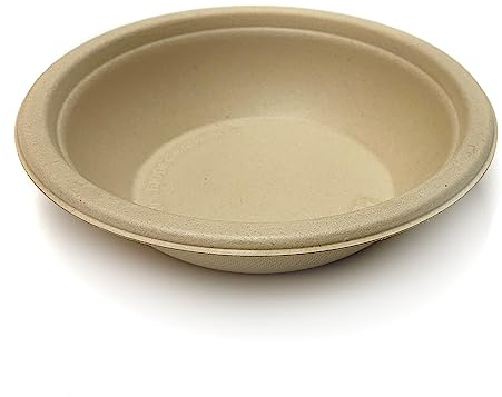 DISPOSABLE GREEN – Round Disposable Bowls, Bagasse Serving Bowls, Serving Bowls for Parties, Weddings, Catering, & More, Disposable Bowls for Hot Food & Cold Food, 15 cm x 3.5 cm, 50-pcs