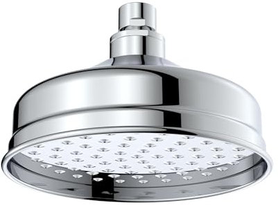 ENKI, R18, 150mm Traditional Fixed Small Shower Head Chrome, Solid Brass, Replacement Shower Head, Round Rose, Mixer Rainfall Shower, Modern Design, Easy Clean & Easy to Install