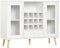 HOMCOM Modern Sideboard Storage Cabinet Kitchen Cupboard Dining Bar Server with Glass Doors, Drawer & 12-Bottle Wine Rack for Living Room, White