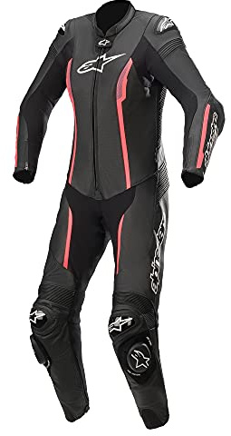 Alpinestars Women's Stella Missile v2 Leather One-Piece Suit (50) (BLACK/DIVA PINK/SLATE)