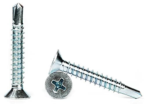 Lot de 100 vis auto-taraudeuses à tête fraisée en acier 6,3 mm x 38 mm