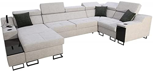 All4All Ecksofa Fosti IV Maxi mit Bettkasten Schlaffunktion USB Eingang Polstersofa Wohnlandschaft Couch Eckcouch Sofa Möbel Links Rechts 26 (Links)
