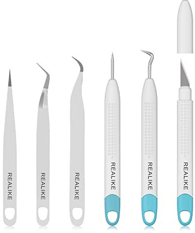 REALIKE Weeding tools for Vinyl Crafting Basic Accessories Set Kit for Cricut Silhouette Weeding scraper spatula tweezers scissors basic tools bundle for sewing