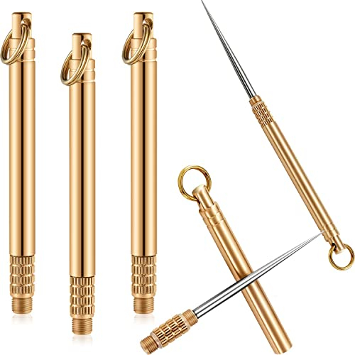 Tragbarer Titan Zahnstocher,3 Stück Metall-Zahnstocher,Wasserdicht Integrierter Zahnstocher mit Schlüsselbund Teleskopischer Metall Obstgabel Zahnstocherhalter für Outdoor Picknick Camping Freien