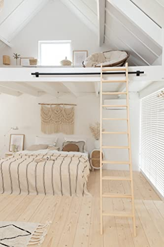 Dachbodetreppe, Kiefernholz, Hochbettleiter, Bibliotheksleiter, 06 Stufen, Höhe 132 cm, Leichtgewicht, Belastbarkeit 200kg, Unbehandelt, Handgefertigt in Holland
