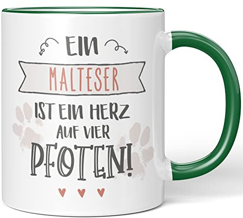 JUNIWORDS Tasse, Ein Malteser ist ein Herz auf vier Pfoten, Grün (1006756)
