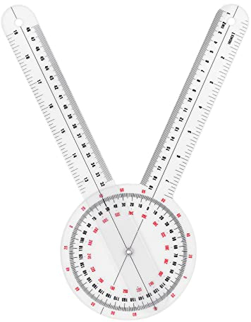 Medizinischer Winkelmesser, 31.5cm Goniometer Physiotherapie PVC Transparentes Orthopädisches Winkellineal 360° Winkel Gelenkmesser Spinal Lineal für Physiotherapie, Sporttherapie