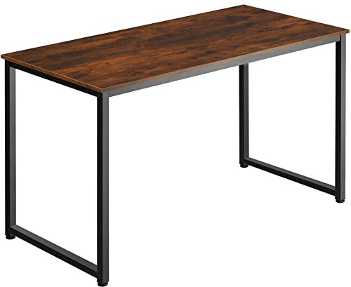 TecTake® Table de Bureau Design Industriel en Bois MDF & Acier Bureau Ergonomique 140x59x76,5cm Bureaux Informatique Bureaux Ordinateur Teletravail - Bois foncé Industriel Rustique