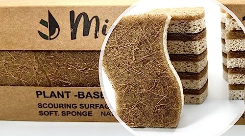 MinnYaso 12 Stück S-förmige Naturschwämme, Hanf-Sisal-Schrubber auf Pflanzenbasis, Scheuerschwamm, umweltfreundlich, geruchsfrei, biologisch abbaubar, kompostierbar, Holzzellstoff, nachhaltige