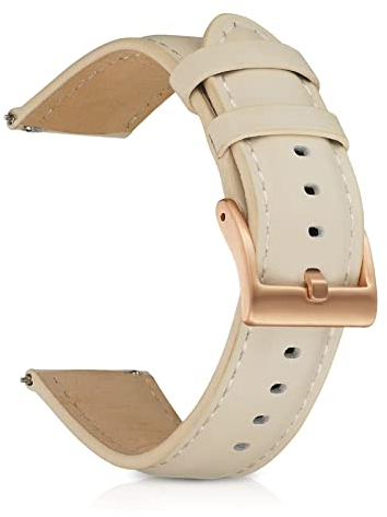 KeHowy Armband für 20mm 22mm, Uhrenarmbänder für Herren und Damen, Lederarmband mit Edelstahlschnalle, Exquisites Armband Weich und Bequem (20MM, Beige)