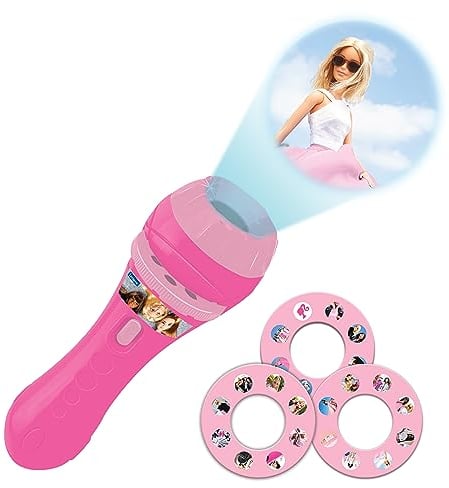 Lexibook, Barbie, Projecteur d'histoires, Lampe Torche et projecteur Barbie avec 3 disques, 24 Images, Créez Vos Propres Histoires, LTC050BB