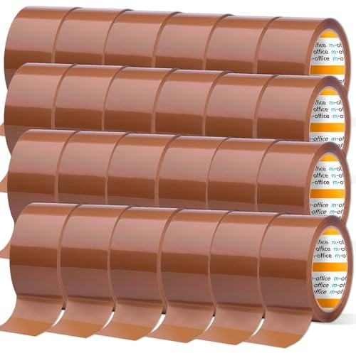 m-office Ruban adhésif marron, pour emballage de boîtes, expédition, déménagement et artisanat - Sceau sûr et résistant (24 unités, 48 x 66 m)