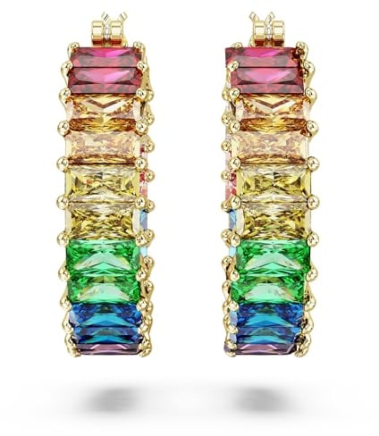 Swarovski Matrix Kreolen, Baguette-Schliff, Mehrfarbig, Goldlegierungsschicht