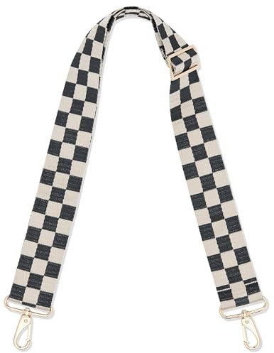 Expatrié Taschengurt zum Wechseln - Jeanne Karo Schwarz - Verstellbarer Schultergurt für Taschen Umhängetasche Bauchtasche - Flexibler Handtaschen Gurt mit Karabiner