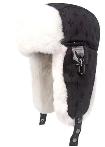 QI YUAN Fliegermütze Damen Winter Hut mit Ohrenschutz Warm Winddicht Trapper Fellmütze (DE/NL/SE/PL, Numerisch, 56, 58, Schwarz)