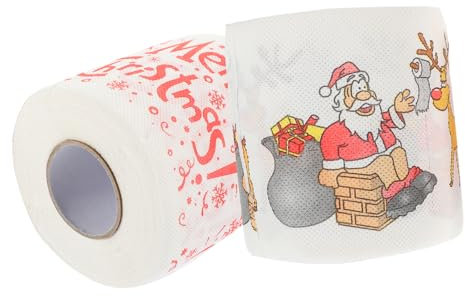 IWOWHERO Santa Christmas Toilet Tissue Roll Soft 2 Pack Christmas Kitchen Roll Random Style