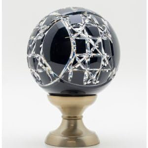Boule de rampe cristal noir Mousson pied gris nickel