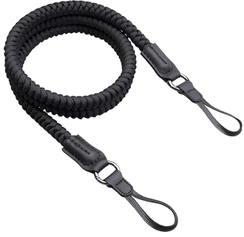 VKO Camera Strap, Quick Release Shoulder Strap, Paracord Woven Portable DSLR SLR Camera Neck Strap (Black)