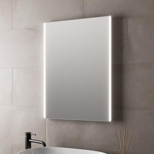 BAYSTONE Modern Luxury LED Illuminated Bathroom Mirror Battery-Powered IP44 Rated 500 x 700mm