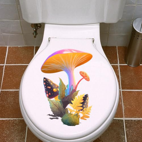 Winhappyhome Small Wall Stickers Window Bedroom Living Room Sticker Toilet Lid Sticker Decoration Removable Decals (Mushroom)