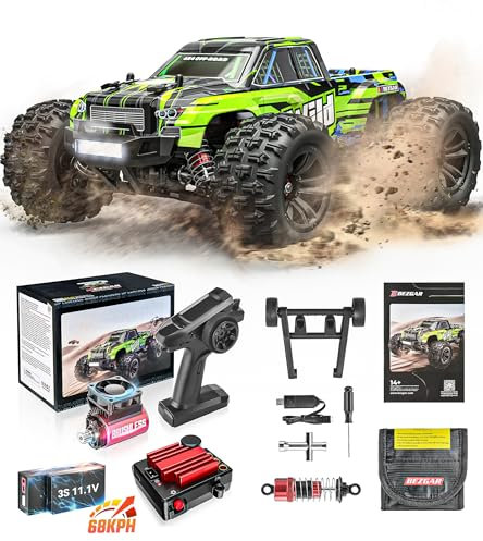 BEZGAR HP161S 1:16 4X4 RTR Brushless Schnelle RC-Autos für Erwachsene, Max 68 km/h Offroad-Brushless-RC-Truck, RC-Monstertruck mit 3S-Akku, Geschenke für Jungen im Alter von 8–12 Jahren und Erwachsene