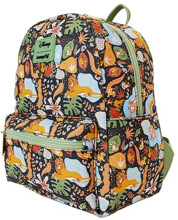 Loungefly Disney The Lion King 30th Anniversary Silhouette Alloverprint Canvas Square Mini Backpack, Mehrfarbig/Meereswellen (Ocean Tides), Standard, Modern